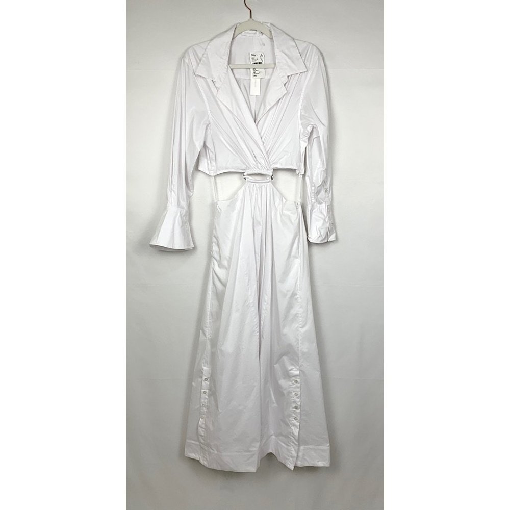 NWT Jonathan Simkhai Alex Pleated Cut Out Maxi Midi Dress White Medium - Picture 4 of 13